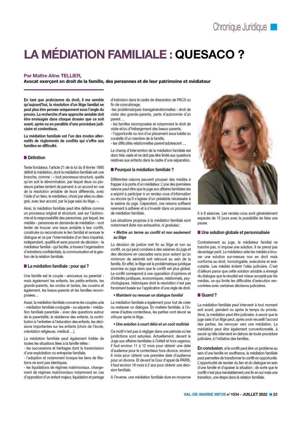 article chronique juridique mediation familiale aurore avocats